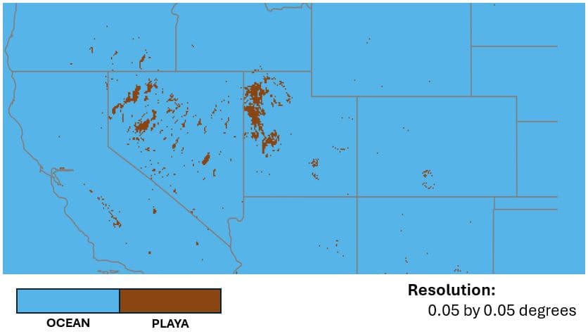 Playa dust source regions used within the FENGSHA dust emission framework