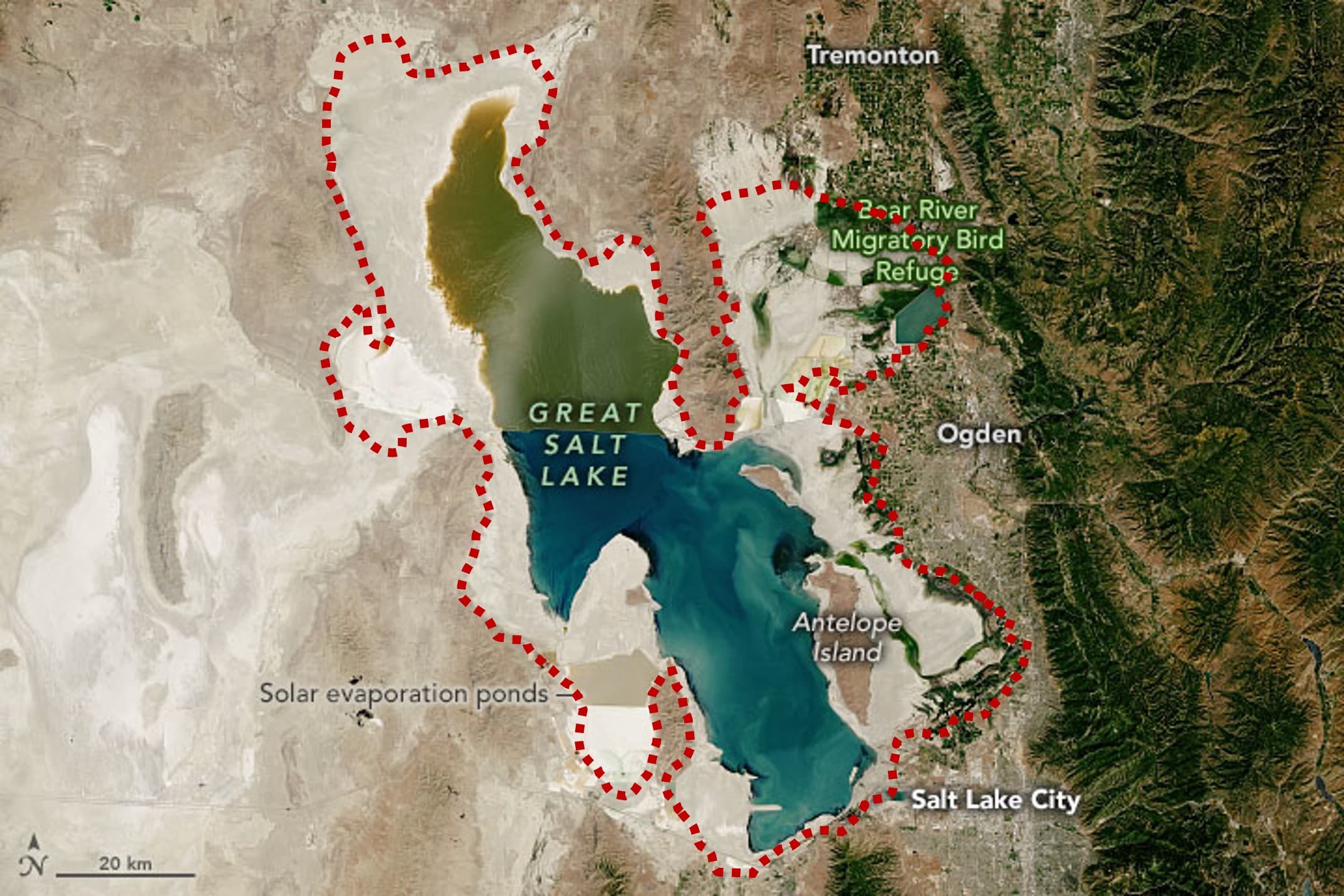 Shrunken Great Salt Lake extent
