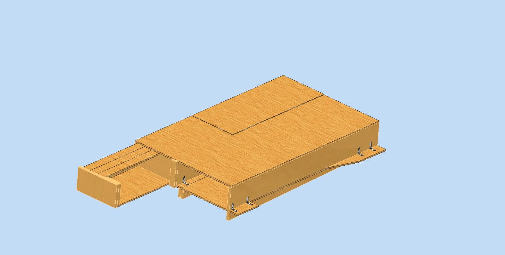 CAD view focusing on the drawer system