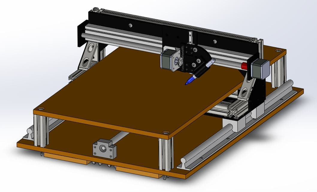 Rendered CAD model of the CNC plotter