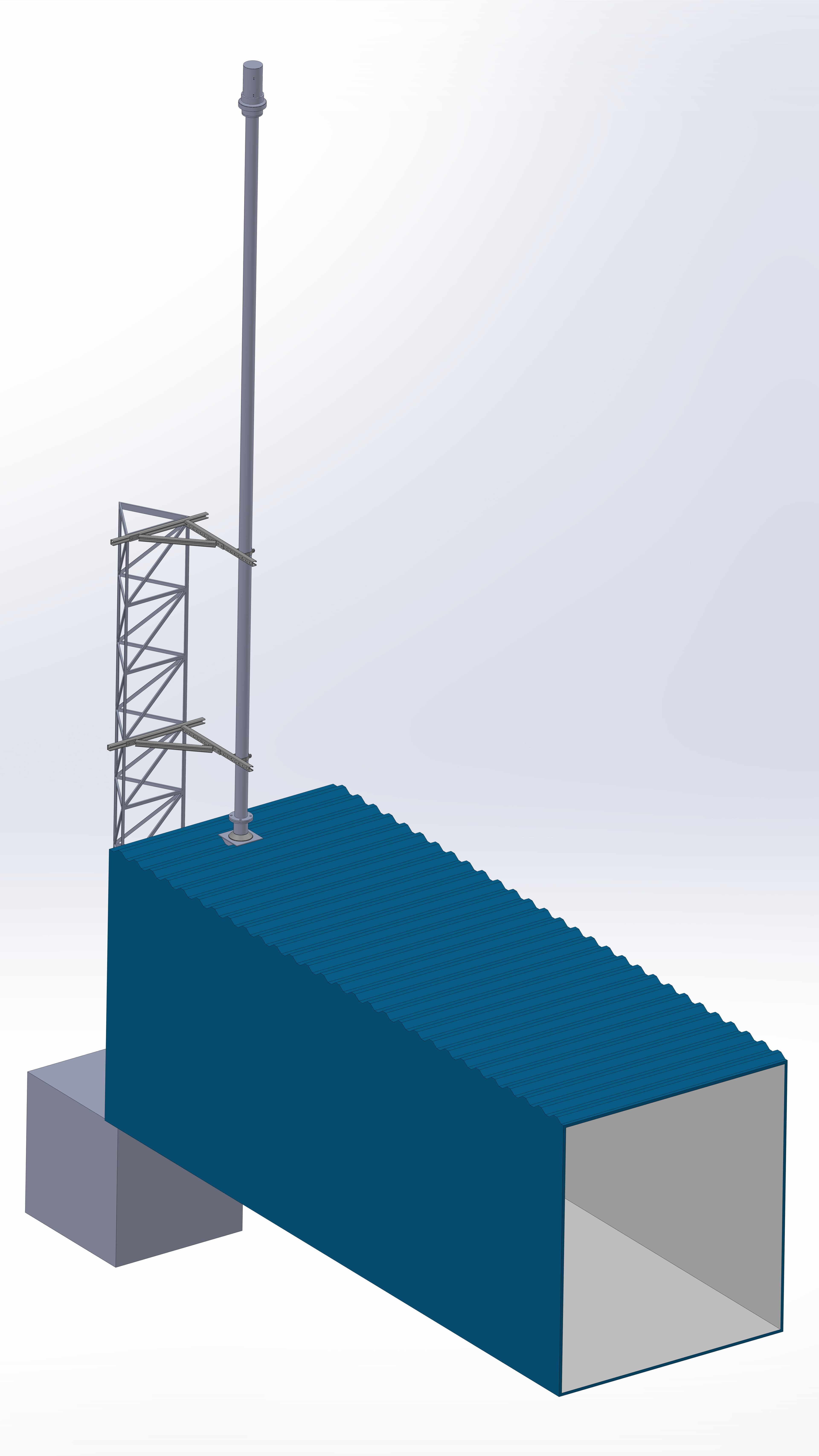 Design iteration 1: Rohn tower concept requiring concrete base