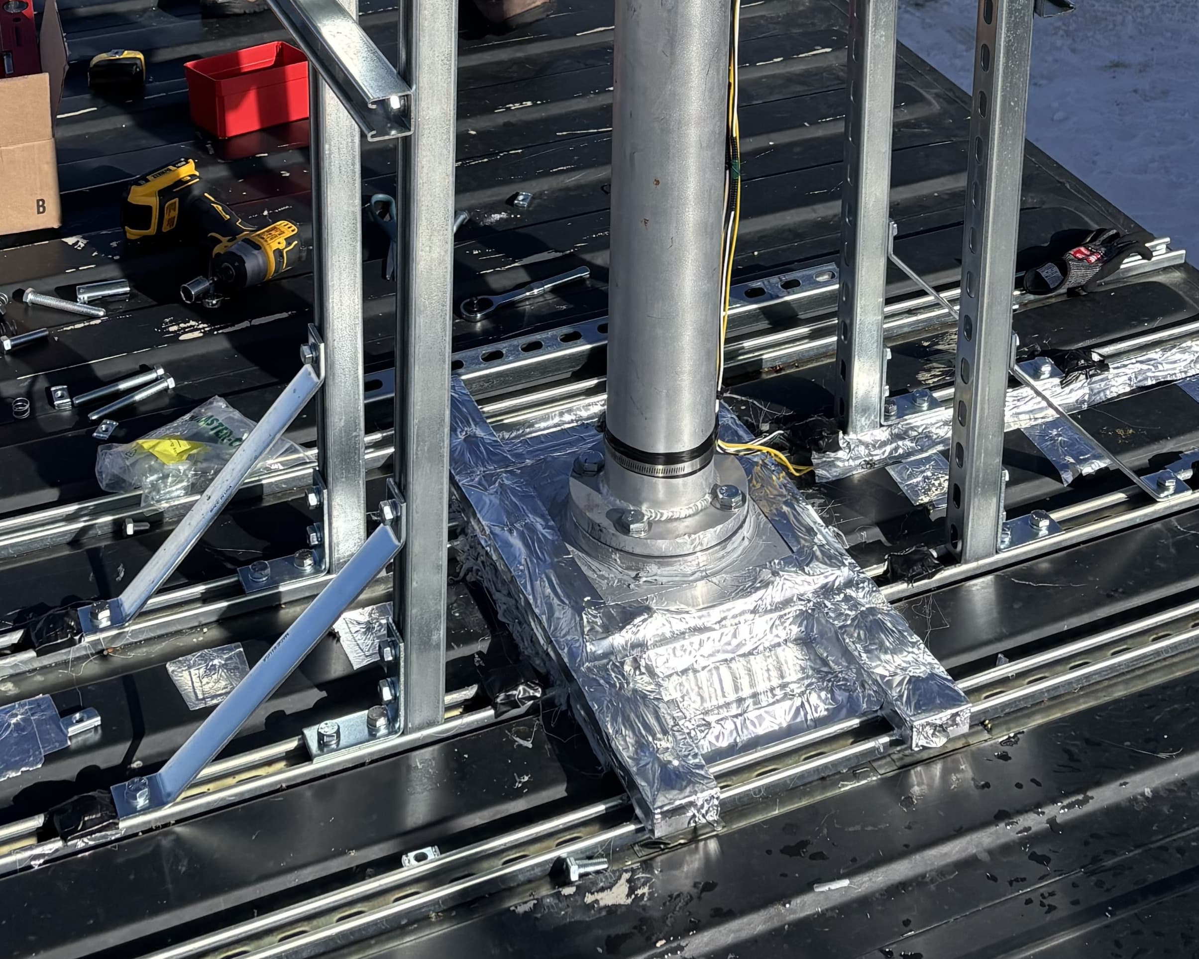 Completed seal assembly installed on container roof