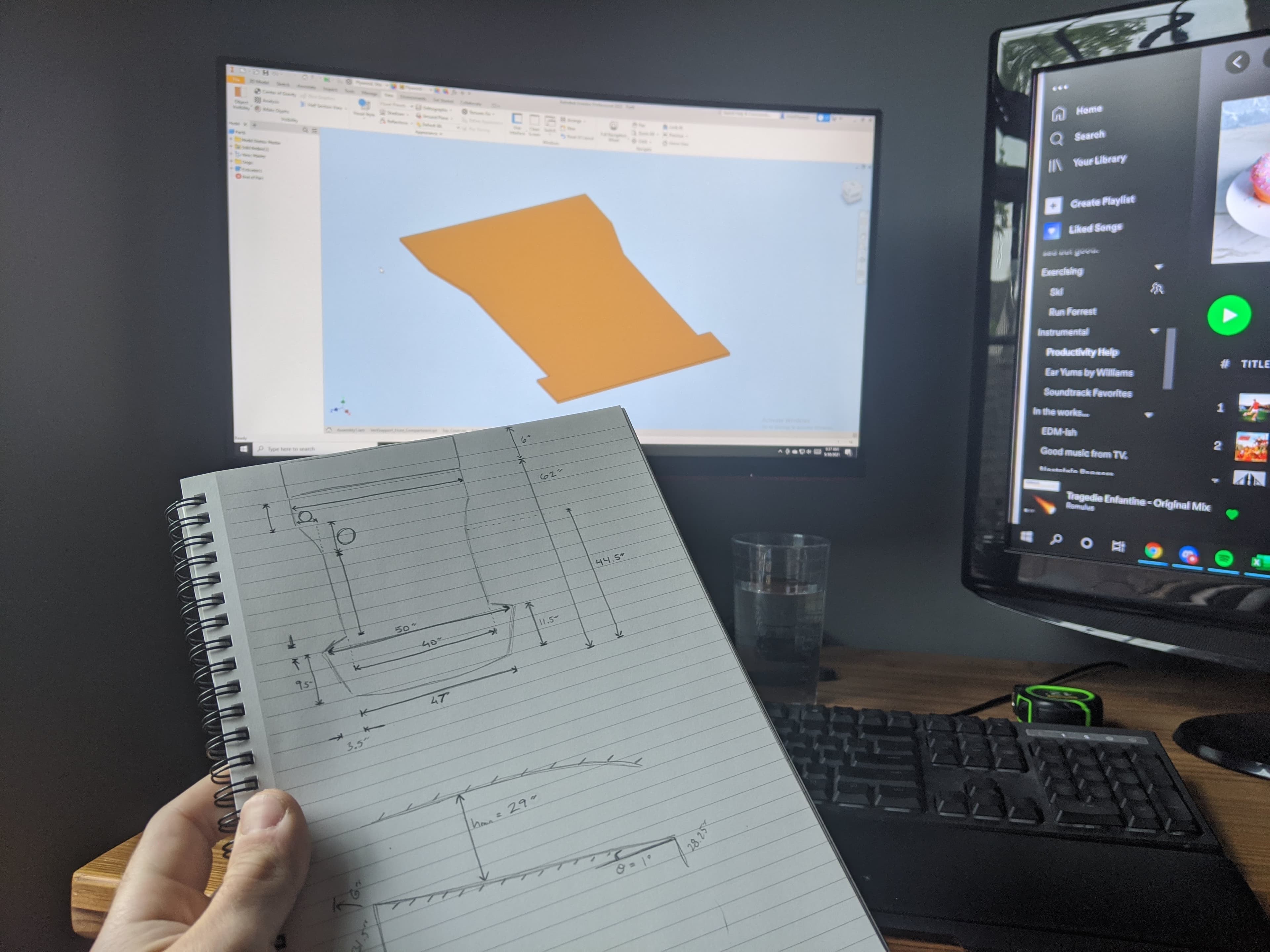 Early design layout transferring measurements into a CAD sketch/model