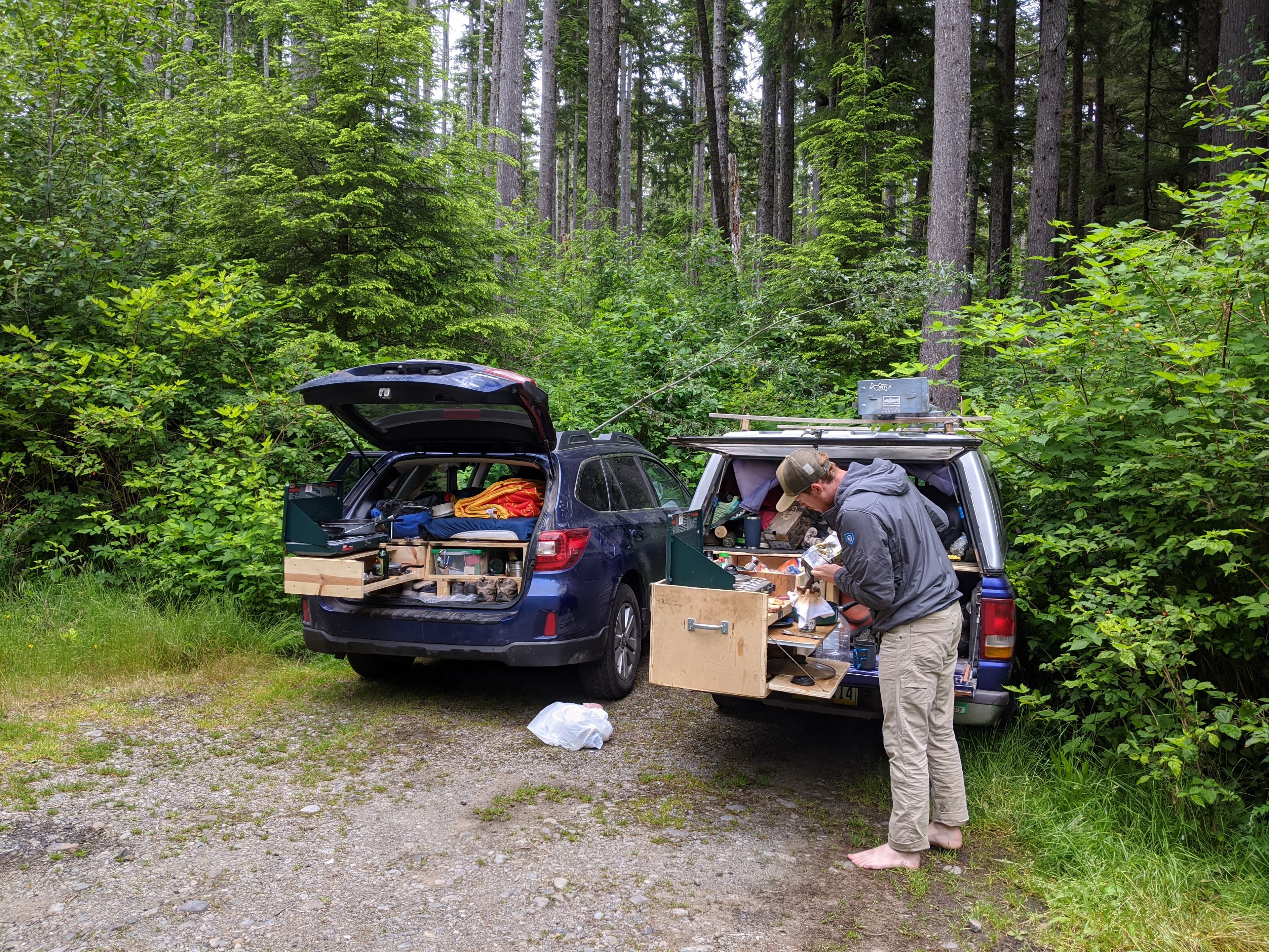 Subaru camper build being used on a trip photo 1